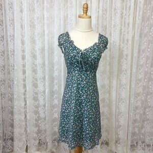 Wallflower Green Floral Juliet‎ Mini Babydoll Dress Women's Large Cottage Fairy